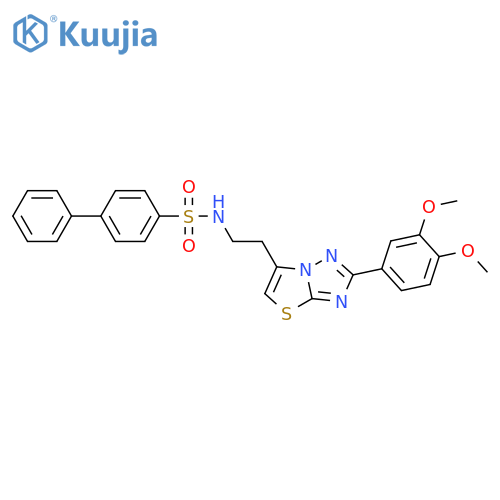N-{2-2-(3,4-dimethoxyphenyl)-1,2,4triazolo3,2-b1,3thiazol-6-ylethyl}-1,1'-biphenyl-4-sulfonamide structure