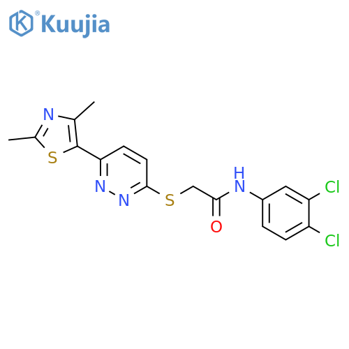 N-(3,4-dichlorophenyl)-2-{6-(2,4-dimethyl-1,3-thiazol-5-yl)pyridazin-3-ylsulfanyl}acetamide structure