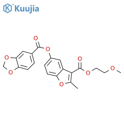 3-(2-methoxyethoxy)carbonyl-2-methyl-1-benzofuran-5-yl 2H-1,3-benzodioxole-5-carboxylate structure