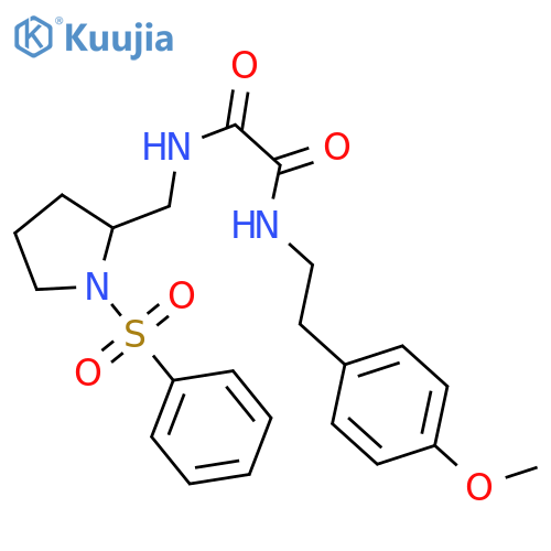 N-{1-(benzenesulfonyl)pyrrolidin-2-ylmethyl}-N'-2-(4-methoxyphenyl)ethylethanediamide structure