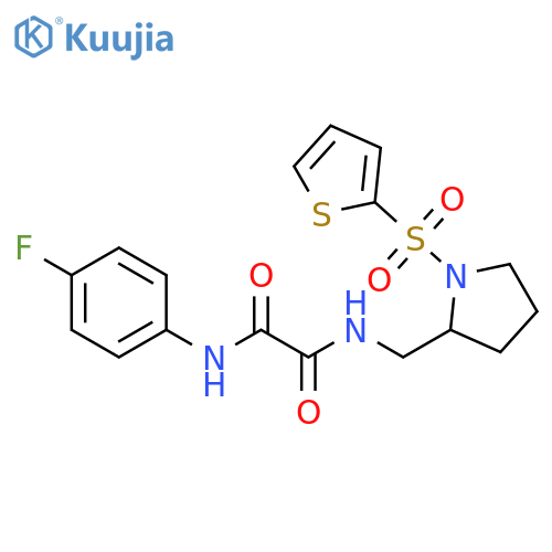 N'-(4-fluorophenyl)-N-{1-(thiophene-2-sulfonyl)pyrrolidin-2-ylmethyl}ethanediamide structure