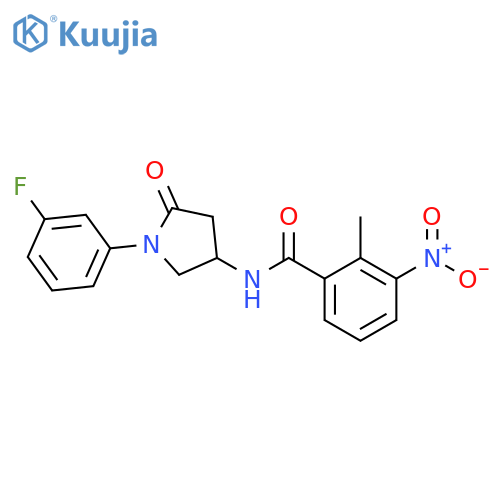 N-1-(3-fluorophenyl)-5-oxopyrrolidin-3-yl-2-methyl-3-nitrobenzamide structure