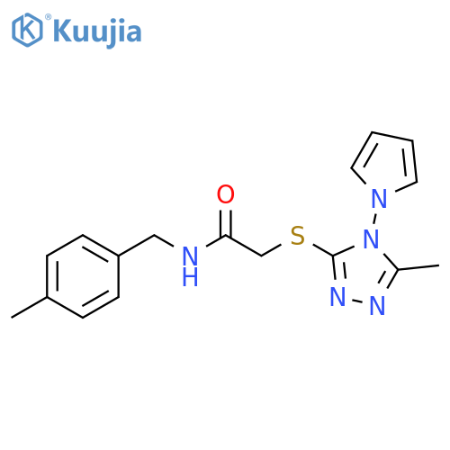 2-{5-methyl-4-(1H-pyrrol-1-yl)-4H-1,2,4-triazol-3-ylsulfanyl}-N-(4-methylphenyl)methylacetamide structure