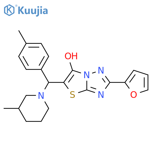 2-(furan-2-yl)-5-(4-methylphenyl)(3-methylpiperidin-1-yl)methyl-1,2,4triazolo3,2-b1,3thiazol-6-ol structure