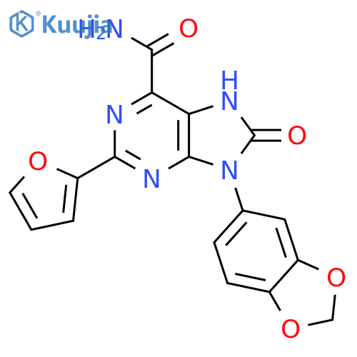 9-(1,3-benzodioxol-5-yl)-2-(furan-2-yl)-8-oxo-7H-purine-6-carboxamide structure