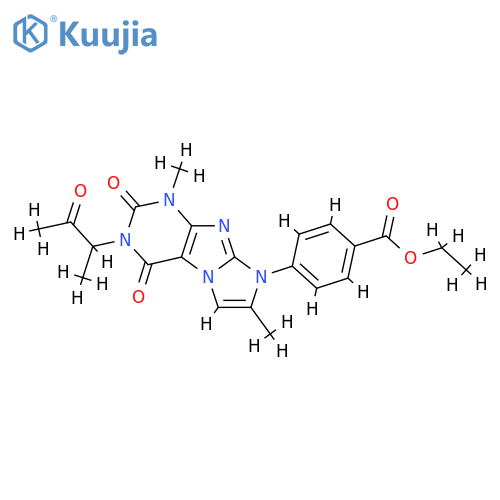 ethyl 4-1,7-dimethyl-2,4-dioxo-3-(3-oxobutan-2-yl)-1H,2H,3H,4H,8H-imidazo1,2-gpurin-8-ylbenzoate structure