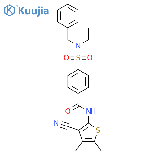 4-benzyl(ethyl)sulfamoyl-N-(3-cyano-4,5-dimethylthiophen-2-yl)benzamide structure