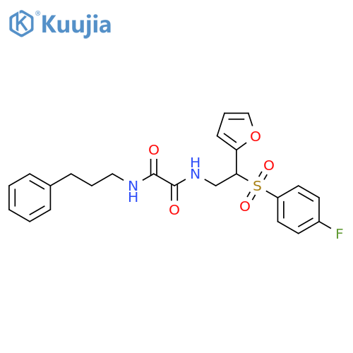 N-2-(4-fluorobenzenesulfonyl)-2-(furan-2-yl)ethyl-N'-(3-phenylpropyl)ethanediamide structure