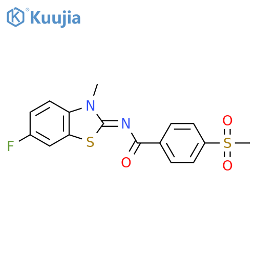 N-(2Z)-6-fluoro-3-methyl-2,3-dihydro-1,3-benzothiazol-2-ylidene-4-methanesulfonylbenzamide structure