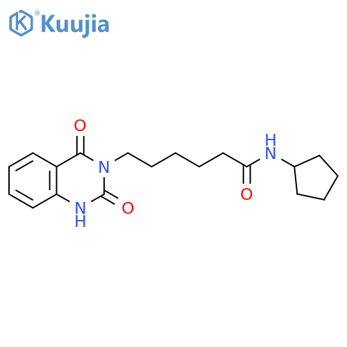 N-cyclopentyl-6-(2,4-dioxo-1,2,3,4-tetrahydroquinazolin-3-yl)hexanamide structure