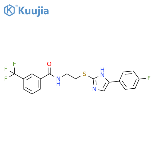 N-(2-{5-(4-fluorophenyl)-1H-imidazol-2-ylsulfanyl}ethyl)-3-(trifluoromethyl)benzamide structure