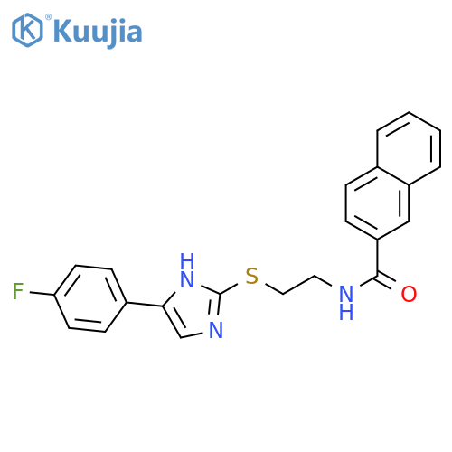 N-(2-{5-(4-fluorophenyl)-1H-imidazol-2-ylsulfanyl}ethyl)naphthalene-2-carboxamide structure