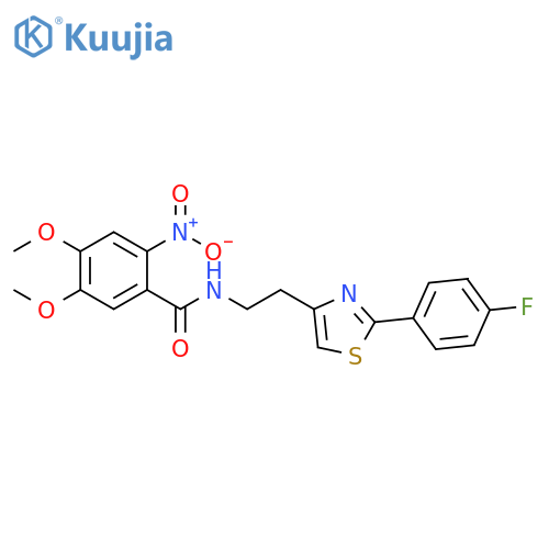 N-{2-2-(4-fluorophenyl)-1,3-thiazol-4-ylethyl}-4,5-dimethoxy-2-nitrobenzamide structure