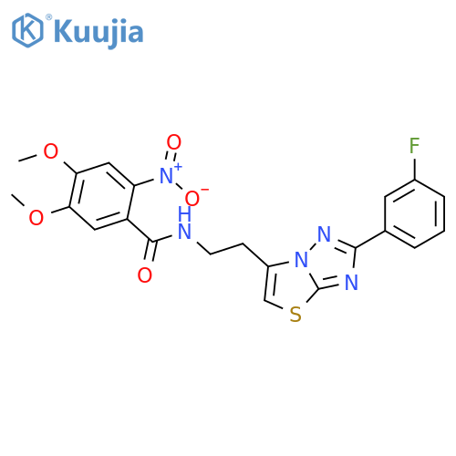 N-{2-2-(3-fluorophenyl)-1,2,4triazolo3,2-b1,3thiazol-6-ylethyl}-4,5-dimethoxy-2-nitrobenzamide structure
