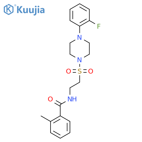 N-(2-{4-(2-fluorophenyl)piperazin-1-ylsulfonyl}ethyl)-2-methylbenzamide structure
