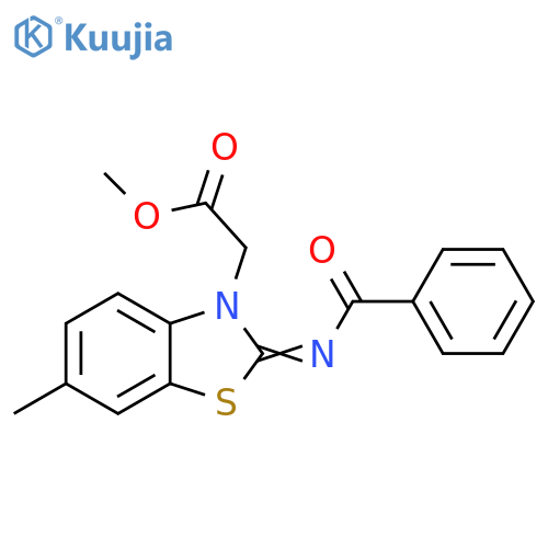 methyl 2-(2Z)-2-(benzoylimino)-6-methyl-2,3-dihydro-1,3-benzothiazol-3-ylacetate structure