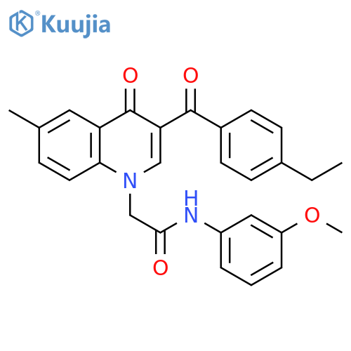 2-3-(4-ethylbenzoyl)-6-methyl-4-oxo-1,4-dihydroquinolin-1-yl-N-(3-methoxyphenyl)acetamide structure