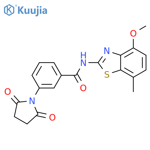 3-(2,5-dioxopyrrolidin-1-yl)-N-(4-methoxy-7-methyl-1,3-benzothiazol-2-yl)benzamide structure