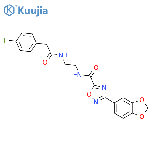 <br>3-(1,3-benzodioxol-5-yl)-N-(2-{[(4-fluorophenyl)acetyl]amino}ethyl)-1,2,4-o xadiazole-5-carboxamide structure