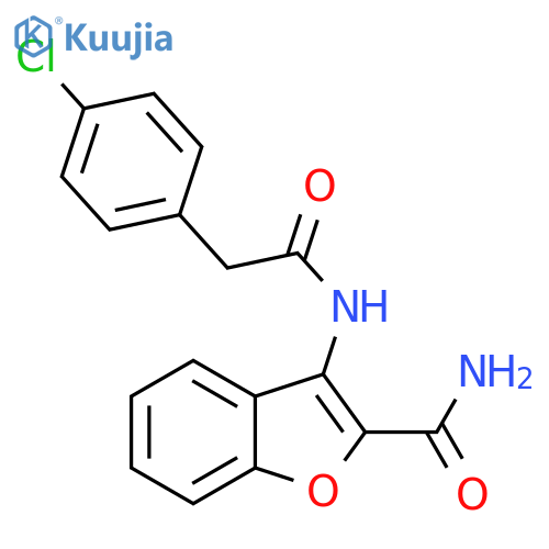 3-2-(4-chlorophenyl)acetamido-1-benzofuran-2-carboxamide structure