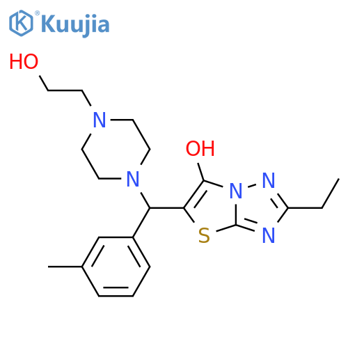 2-ethyl-5-{4-(2-hydroxyethyl)piperazin-1-yl(3-methylphenyl)methyl}-1,2,4triazolo3,2-b1,3thiazol-6-ol structure