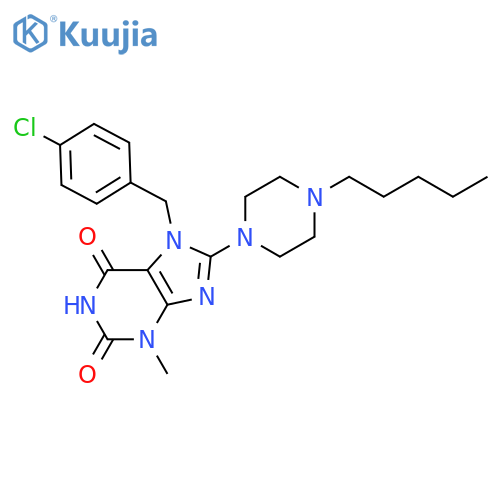 7-(4-chlorophenyl)methyl-3-methyl-8-(4-pentylpiperazin-1-yl)-2,3,6,7-tetrahydro-1H-purine-2,6-dione structure