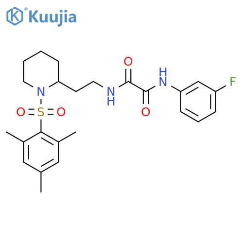 N'-(3-fluorophenyl)-N-{2-1-(2,4,6-trimethylbenzenesulfonyl)piperidin-2-ylethyl}ethanediamide structure