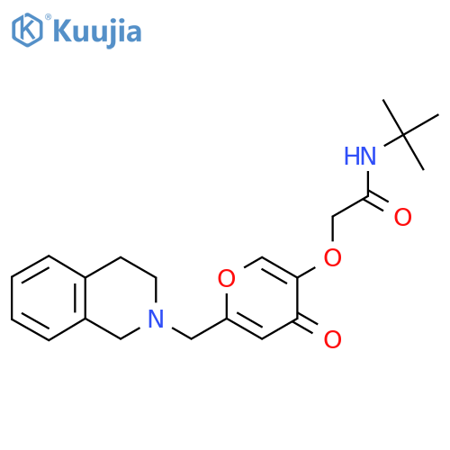 N-tert-butyl-2-({4-oxo-6-(1,2,3,4-tetrahydroisoquinolin-2-yl)methyl-4H-pyran-3-yl}oxy)acetamide structure