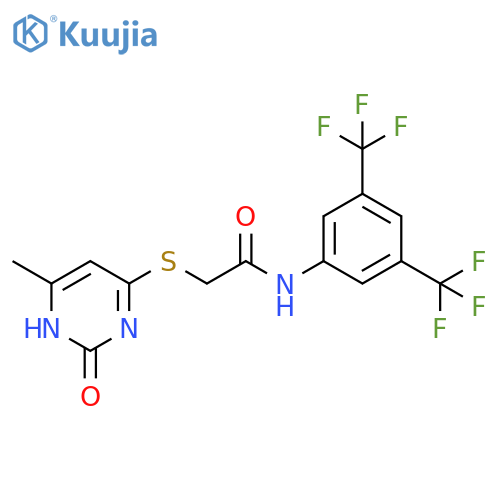 N-3,5-bis(trifluoromethyl)phenyl-2-(6-methyl-2-oxo-1,2-dihydropyrimidin-4-yl)sulfanylacetamide structure