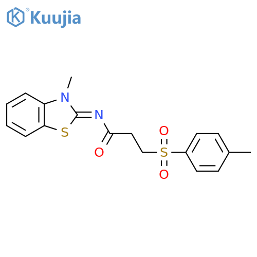 N-(2E)-3-methyl-2,3-dihydro-1,3-benzothiazol-2-ylidene-3-(4-methylbenzenesulfonyl)propanamide structure