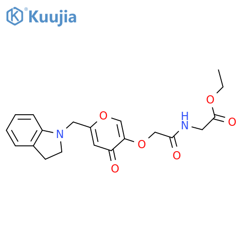 ethyl 2-2-({6-(2,3-dihydro-1H-indol-1-yl)methyl-4-oxo-4H-pyran-3-yl}oxy)acetamidoacetate structure