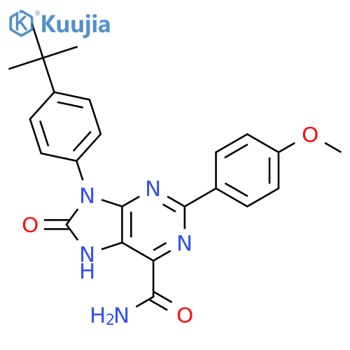 9-(4-tert-butylphenyl)-2-(4-methoxyphenyl)-8-oxo-8,9-dihydro-7H-purine-6-carboxamide structure