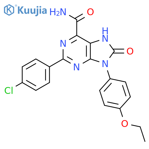 2-(4-chlorophenyl)-9-(4-ethoxyphenyl)-8-oxo-8,9-dihydro-7H-purine-6-carboxamide structure
