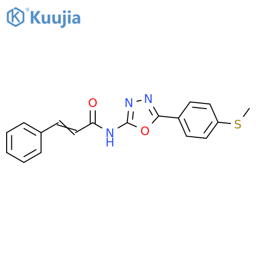 (2E)-N-{5-4-(methylsulfanyl)phenyl-1,3,4-oxadiazol-2-yl}-3-phenylprop-2-enamide structure