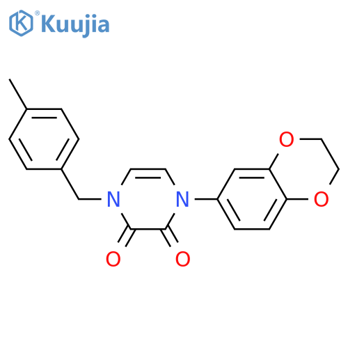 1-(2,3-dihydro-1,4-benzodioxin-6-yl)-4-(4-methylphenyl)methyl-1,2,3,4-tetrahydropyrazine-2,3-dione structure