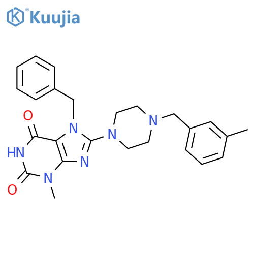 7-benzyl-3-methyl-8-{4-(3-methylphenyl)methylpiperazin-1-yl}-2,3,6,7-tetrahydro-1H-purine-2,6-dione structure