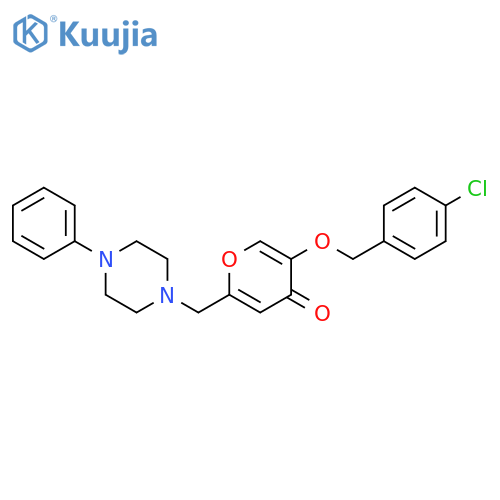 5-(4-chlorophenyl)methoxy-2-(4-phenylpiperazin-1-yl)methyl-4H-pyran-4-one structure