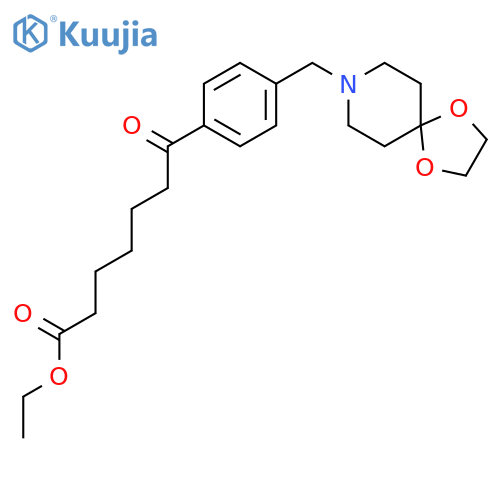 Ethyl 7-4-8-(1,4-dioxa-8-azaspiro-4.5decyl)methylphenyl-7-oxoheptanoate structure