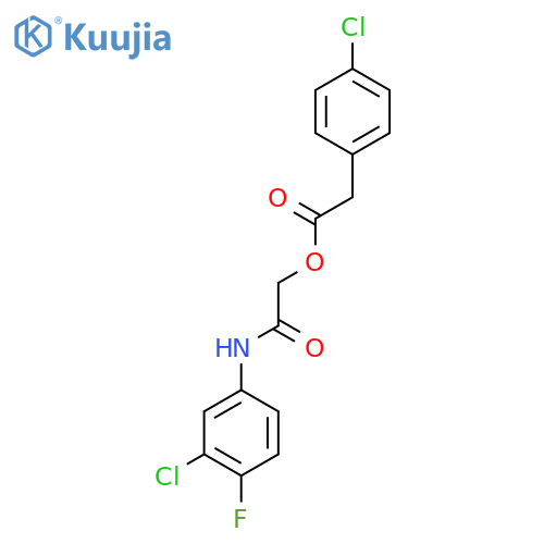 (3-chloro-4-fluorophenyl)carbamoylmethyl 2-(4-chlorophenyl)acetate structure