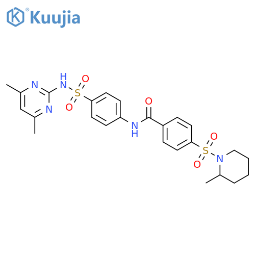 N-{4-(4,6-dimethylpyrimidin-2-yl)sulfamoylphenyl}-4-(2-methylpiperidin-1-yl)sulfonylbenzamide structure