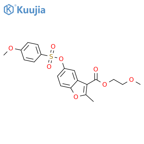 2-methoxyethyl 5-(((4-methoxyphenyl)sulfonyl)oxy)-2-methylbenzofuran-3-carboxylate structure