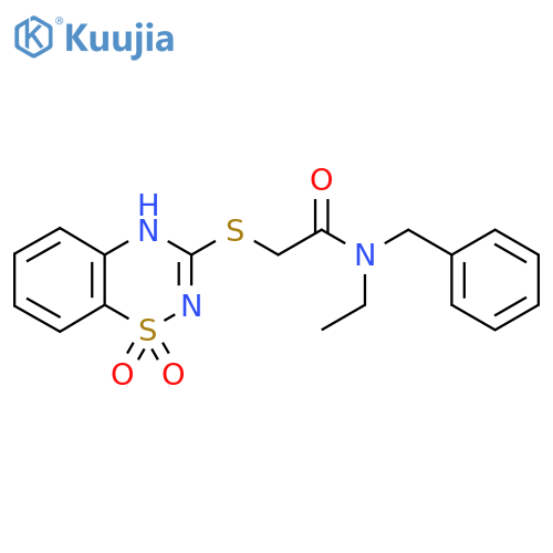 N-benzyl-2-(1,1-dioxo-4H-1lambda6,2,4-benzothiadiazin-3-yl)sulfanyl-N-ethylacetamide structure