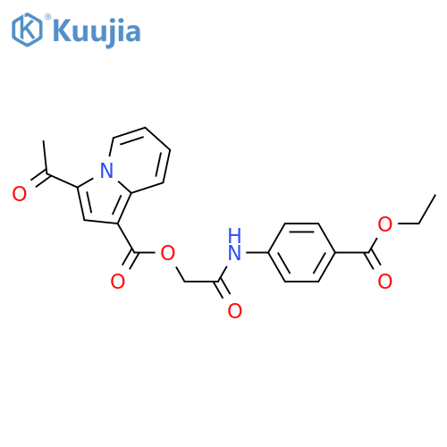 {4-(ethoxycarbonyl)phenylcarbamoyl}methyl 3-acetylindolizine-1-carboxylate structure