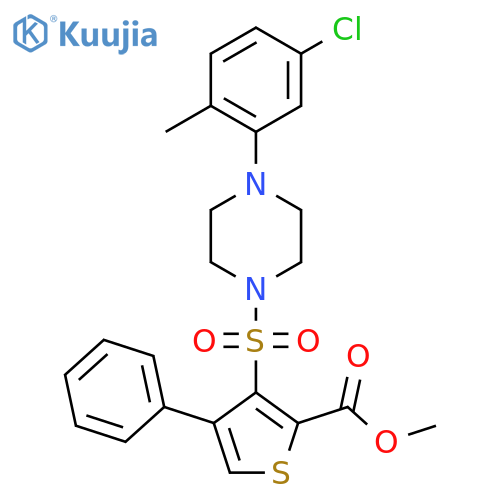 methyl 3-{4-(5-chloro-2-methylphenyl)piperazin-1-ylsulfonyl}-4-phenylthiophene-2-carboxylate structure