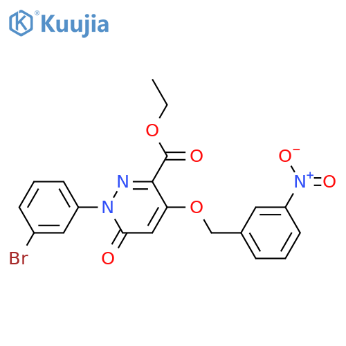 ethyl 1-(3-bromophenyl)-4-(3-nitrophenyl)methoxy-6-oxo-1,6-dihydropyridazine-3-carboxylate structure