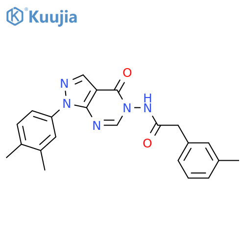 N-1-(3,4-dimethylphenyl)-4-oxo-1H,4H,5H-pyrazolo3,4-dpyrimidin-5-yl-2-(3-methylphenyl)acetamide structure
