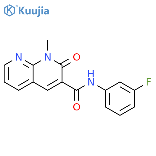 N-(3-fluorophenyl)-1-methyl-2-oxo-1,2-dihydro-1,8-naphthyridine-3-carboxamide structure