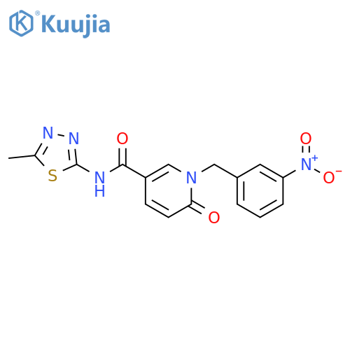 N-(5-methyl-1,3,4-thiadiazol-2-yl)-1-(3-nitrophenyl)methyl-6-oxo-1,6-dihydropyridine-3-carboxamide structure