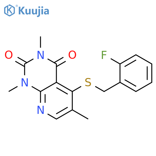 5-{(2-fluorophenyl)methylsulfanyl}-1,3,6-trimethyl-1H,2H,3H,4H-pyrido2,3-dpyrimidine-2,4-dione structure