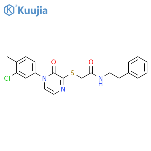 2-{4-(3-chloro-4-methylphenyl)-3-oxo-3,4-dihydropyrazin-2-ylsulfanyl}-N-(2-phenylethyl)acetamide structure